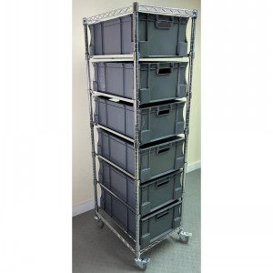 Chrome Wire Euro Box Cart With 6 X 230mm Boxes